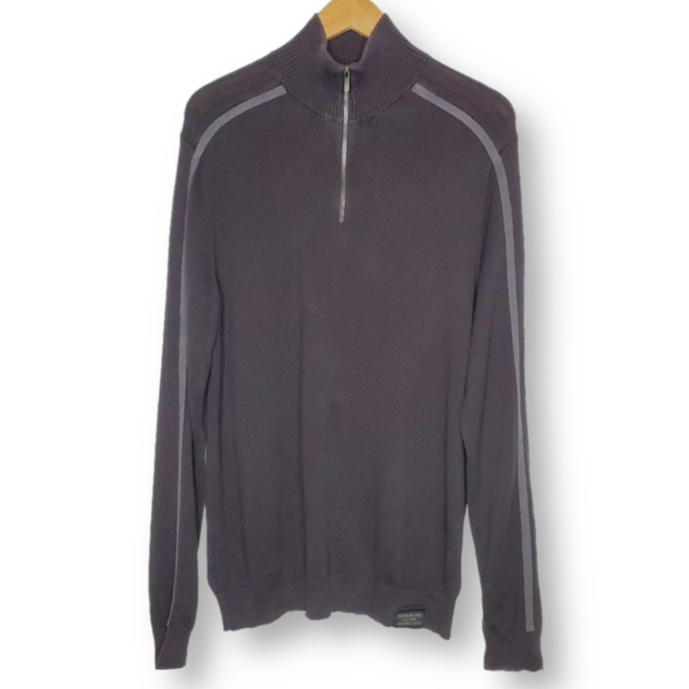 Calvin Klein Jeans Quarter Zip Pullover Sweater Gray Size Large